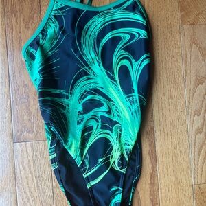 Green and Black Swirl Swimsuit